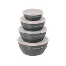 Conjunto 4 Tigelas De Preparação Multiuso Cozinha Potes de Armazenamento de Alimentos Cinza KitchenAid