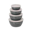 Conjunto 4 Tigelas De Preparação Multiuso Cozinha Potes de Armazenamento de Alimentos Cinza KitchenAid