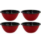 Conjunto 4 Tigelas Esmaltadas Ágata 500ml Bowls para Servir Esmaltados Silva Vermelho