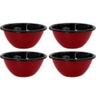 Conjunto 4 Tigelas Esmaltadas Ágata 500ml Bowls para Servir Esmaltados Silva Vermelho