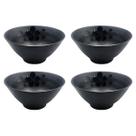 Conjunto 4 Tigelas Onduladas Kanpai Premium Bowl De Melamina Preta 12,7cm Kit Cumbuca Oriental 300ml Para Sopa 4 Peças Bestfer