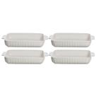 Conjunto 4 Travessas com Alças Refratária 3L Porcelana Branca Forno Servir 37cm Blanc New Bone China