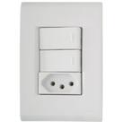 Conjunto 4" X 2" de 2 Interruptores Simples + 1 Tomada 2p+t 10a 250v - Tramontina Conjunto 4" X 2" de 2 Interruptores Simples + 1 Tomada 2p+t 10a 250v - Tramontina