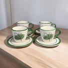 Conjunto 4 Xícaras 200ml e Pires Para Tomar Chá Pintado á Mão