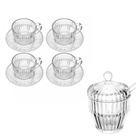 Conjunto 4 Xícaras Café Cristal 110 ml + Açucareiro c/ Colher Imperatriz - Wolff