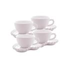 Conjunto 4 Xícaras Chá 210 ml c/ Pires Coração Beads Branco -Wolff