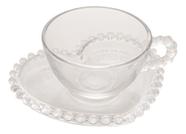 Conjunto 4 Xícaras Chá com Pires Coração Cristal Pearl 180 ml Wolff