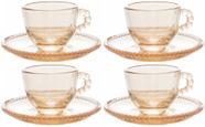 Conjunto 4 Xícaras com Pires para Café Pearl Âmbar 80ml