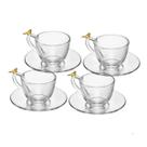 Conjunto 4 Xícaras de Café com Pires Linha Golden Bird