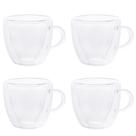 Conjunto 4 Xícaras de Café Parede Dupla de Vidro Borossilicato Hibisco 75ml Lyor