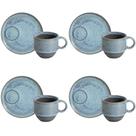 Conjunto 4 Xícaras de Chá Empilhável com Pires 230ml Linhas Breeze Porto Brasil Mesa Posta Café