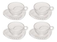 Conjunto 4 Xicaras De Cha Wolff Pearl C Pires Coração 180ml