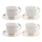 Conjunto 4 Xícaras De Porcelana Para Chá Birds 200ml Wolff