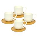 Conjunto 4 Xícaras Oásis De Cerâmica C/Pires Café Chá 90ml