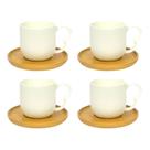 Conjunto 4 Xícaras Oásis De Cerâmica Com Pires Café Chá 90ml