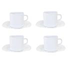 Conjunto 4 Xícaras Quadradas com Pires em Melamina 250 ml
