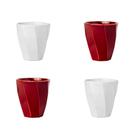 Conjunto 4un. Copo Cerâmica Louça 260ml Café Leite Chá Água Porta Objetos Escovas Kit Cores Variadas