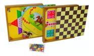 Conjunto 4x1 Jogos de Tabuleiro (Ludo/Xadrez Chinês/Hipismo/Dama)