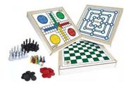 Conjunto 4x1 Jogos Tabuleiro Xadrez Damas Trilha Ludo 718