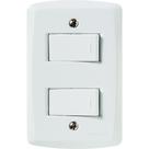 Conjunto 4x2 1 Interruptor Simples 10A 250V e 1 Interruptor Paralelo 10A 250V Tramontina Lux2 Branco