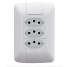 Conjunto 4x2 3 Tomadas 2P+T 10A 250 V Branco ARIA TRAMONTINA Conjunto 4x2 3 Tomadas 2P+T 10A 250 V Branco ARIA TRAMONTINA