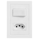 Conjunto 4x2 Com 1 Interruptor Simples + 1 Tomada 10 Amperes Cinza Fosco - Ekc-30000-15 - Dicompel