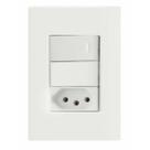 Conjunto 4x2 com 1 Interruptor Simples 10 A 250 V e 1 Tomada 2P+T 10 A 250 V Giz Tramontina Conjunto 4x2 com 1 Interruptor Simples 10 A 250 V e 1 Tomada 2P+T 10 A 250 V Giz Tramontina