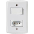 Conjunto 4x2 com 1 Interruptor Simples 10 A 250 V e 1 Tomada 2P+T 10 A 250 V Tramontina Lux2 Branco