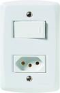 Conjunto 4x2 com 1 Interruptor Simples 10 A 250 V e 1 Tomada 2P+T 10 A 250 V Tramontina Lux2 Branco