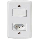 Conjunto 4x2 com 1 Interruptor Simples 10 A 250 V e 1 Tomada 2P+T 10 A 250 V Tramontina Lux2 Branco