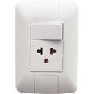 Conjunto 4x2 com 1 Interruptor Simples 10 A 250 V e 1 Tomada 2P+T 15 A - 16 A 250 V Tramontina Aria