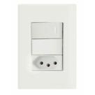 Conjunto 4x2 Com 1 Interruptor Simples 10 A 250 V E 1 Tomada 2p+t 20 A 250 V Giz Branco Conjunto 4x2 Com 1 Interruptor Simples 10 A 250 V E 1 Tomada 2p+t 20 A 250 V Giz Branco