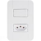 Conjunto 4x2 com 1 Interruptor Simples 10 A 250 V e 1 Tomada 2P+T 20 A 250 V Tramontina Tablet Branc
