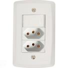 Conjunto 4x2 Com 1 Interruptor Simples 10 A 250 V E 2 Tomadas 2p+t 10 A 250 V Lux2 Branco