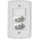 Conjunto 4x2 com 1 Interruptor Simples 10 A 250 V e 2 Tomadas 2P+T 10 A 250 V Tramontina Lux2 Branco