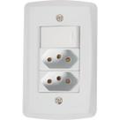 Conjunto 4x2 com 1 Interruptor Simples 10 A 250 V e 2 Tomadas 2P+T 10 A 250 V Tramontina Lux2 Branco