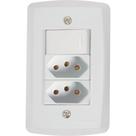 Conjunto 4x2 Com 1 Interruptor Simples 10 A 250 V E 2 Tomadas 2p+t 20 A 250 V Lux2 Branco