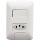 Conjunto 4x2 com 1 Interruptor Simples 6 A 250 V e 1 Tomada 2P+T 10 A 250 V Tramontina Aria Branco