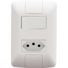 Conjunto 4x2 com 1 Interruptor Simples 6 A 250 V e 1 Tomada 2P+T 20 A 250 V Tramontina Aria Branco