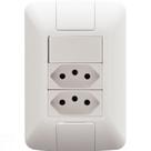 Conjunto 4x2 com 1 Interruptor Simples 6 A 250 V e 2 Tomadas 2P+T 10 A 250 V Tramontina Aria em Bran