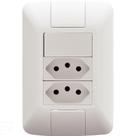Conjunto 4x2 Com 1 Interruptor Simples 6 A 250 V E 2 Tomadas 2p+t 20 A 250 V Aria Branco
