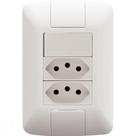 Conjunto 4x2 com 1 Interruptor Simples 6 A 250 V e 2 Tomadas 2P+T 20 A 250 V Tramontina Aria Branco