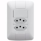 Conjunto 4x2 com 1 Interruptor Simples 6 Amperes 250 Volts e 2 Tomadas 2P+T 10 Amperes 250 Volts Tramontina Aria Branco - 57241087 - TRAMONTINA