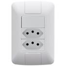 Conjunto 4x2 com 1 Interruptor Simples 6 Amperes 250 Volts e 2 Tomadas 2P+T 20 Amperes 250 Volts Aria Branco - 57241086 - TRAMONTINA