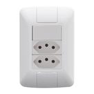 Conjunto 4x2 Com 1 Interruptor Simples 6A 250V e 2 Tomadas 2P+T 10A 250V Branco 57241087 Aria Tramontina