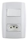 CONJUNTO 4x2 COM 1 INTERRUPTOR SIMPLES ILUMI SLIM BRANCO COM PLACA + 1 TOMADA 3 PINOS 10A