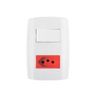 Conjunto 4x2 com 1 interruptor simples ilumi slim branco com placa + 1 tomada 3 pinos 20a vermelho Conjunto 4x2 com 1 interruptor simples ilumi slim branco com placa + 1 tomada 3 pinos 20a vermelho