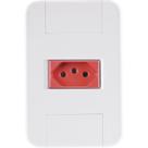 Conjunto 4x2 com 1 Tomada 2P+T 20 A 250 V Tramontina Tablet Branco e Vermelho Conjunto 4x2 com 1 Tomada 2P+T 20 A 250 V Tramontina Tablet Branco e Vermelho