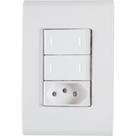Conjunto 4x2 com 2 Interruptores Paralelos 10a 250v e 1 Tomada 2p+t 10a 250v Liz Branco - Tramontina Conjunto 4x2 com 2 Interruptores Paralelos 10a 250v e 1 Tomada 2p+t 10a 250v Liz Branco - Tramontina