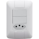 Conjunto 4x2 com 2 Interruptores Paralelos de 6 Ampères e 250 Volts + 1 Tomada 2P+T de 10 Ampères e 250 Volts Aria Branco - 57241074 - TRAMONTINA